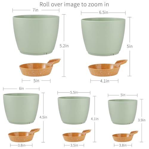 8/7/6.5/6/5.5/5 Inch White Self Watering Plastic Planters W463