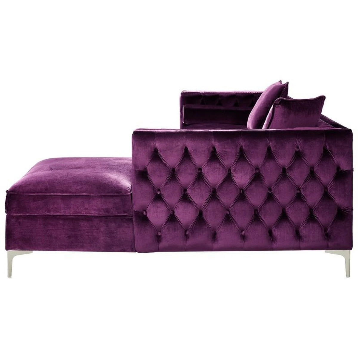 Purple Velvet Sectional Sofa with Right Facing Chaise V6404