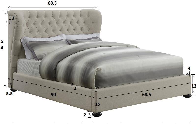 Beige Upholstered Platform Bed S82255