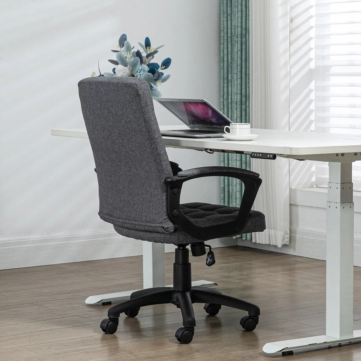 Gray Fluffy Home Office Chair with Adjustable Height X7917