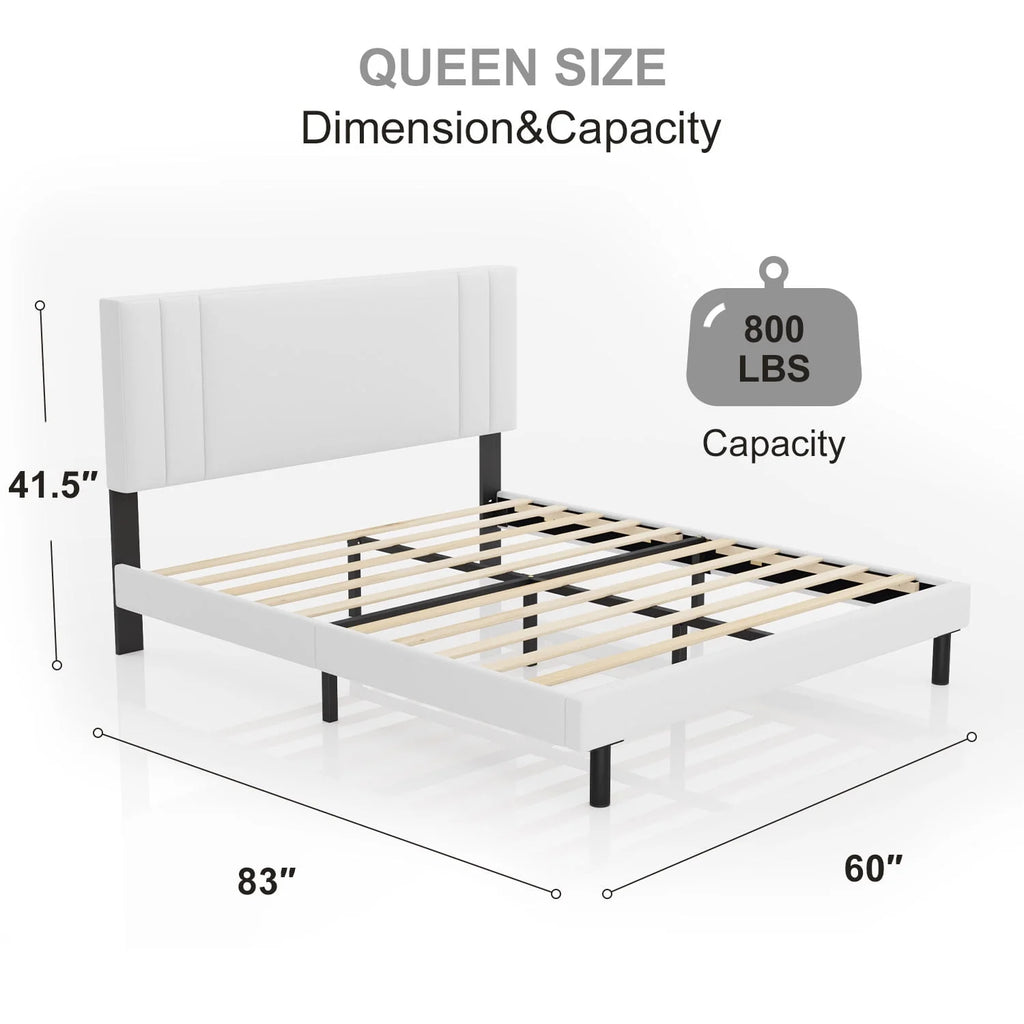 Full Size Platform Bed Frame with Fabric Upholstered Headboard A4696