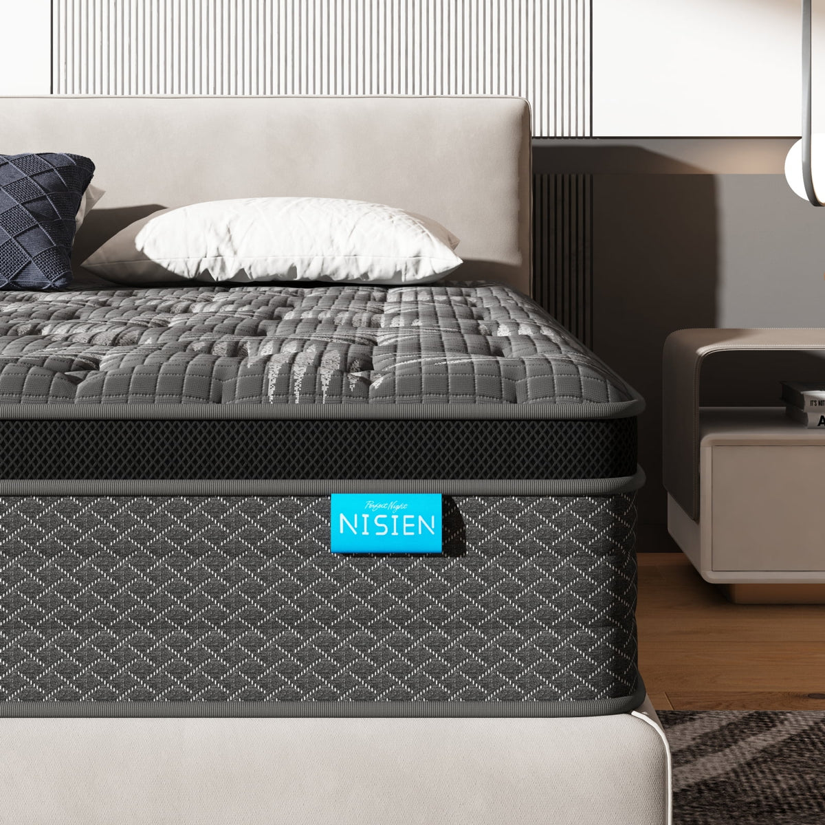 Black 10 inch Queen Gel Memory Foam Hybrid Mattress I443