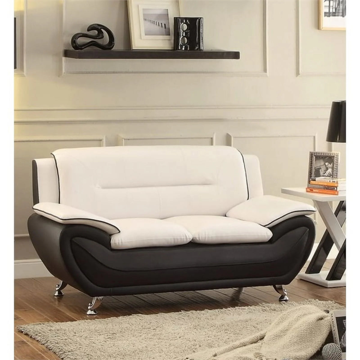 3 Piece Living Room Sofa Set in Black/Beige R85017