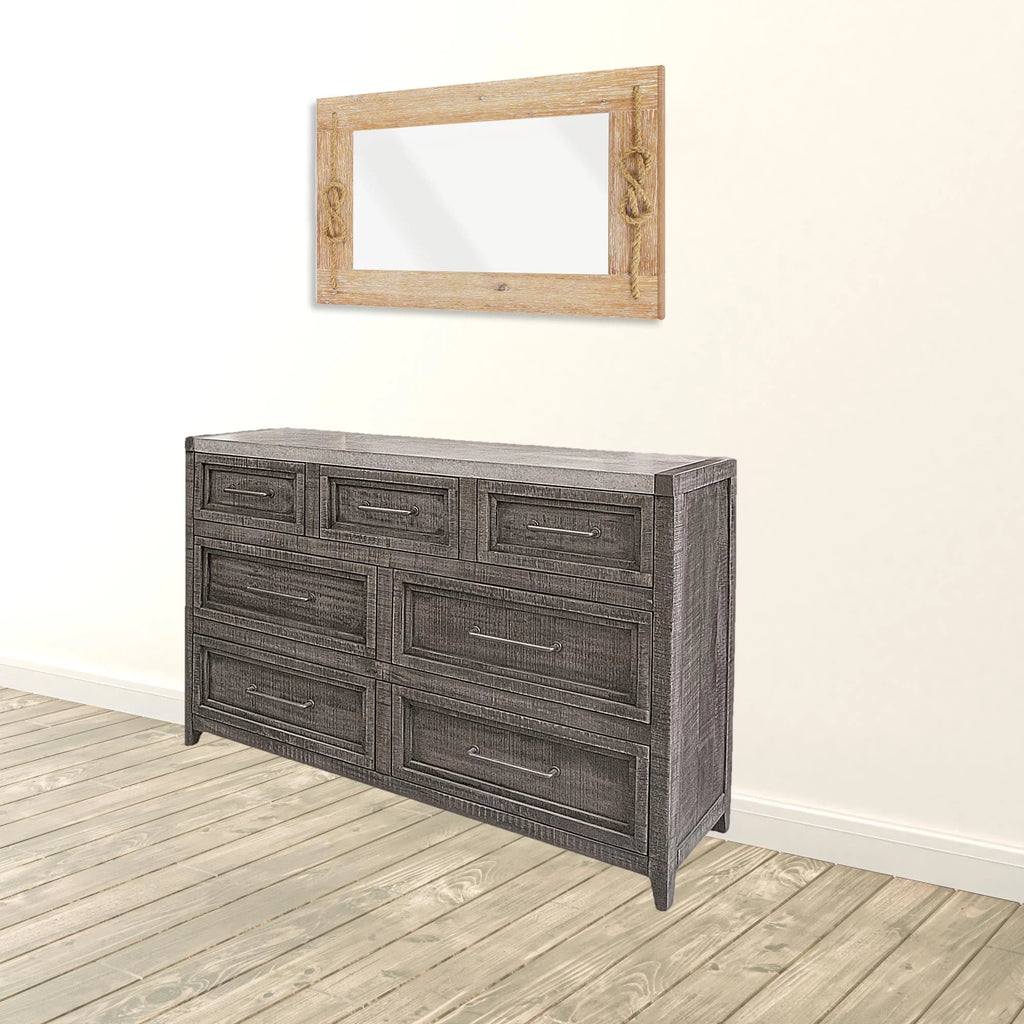 Gray Solid Wood Seven Drawer Triple Dresser L8904