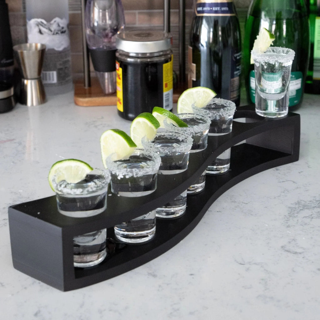 Shot Glasses Set of 6 with Wood Base T649