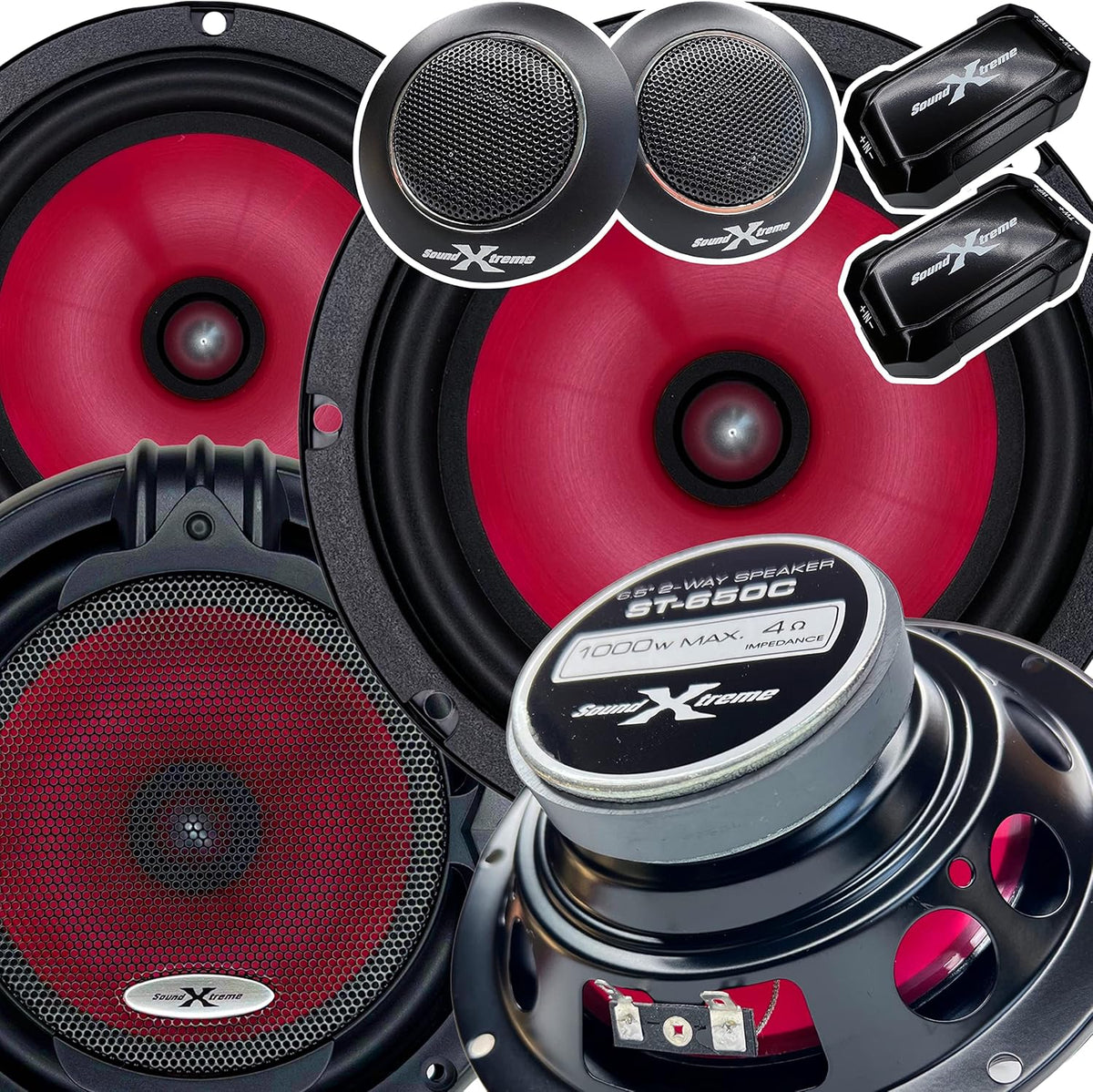 2 Pairs 6.5-Inch 2-Way Car Audio Component Speaker System C7755