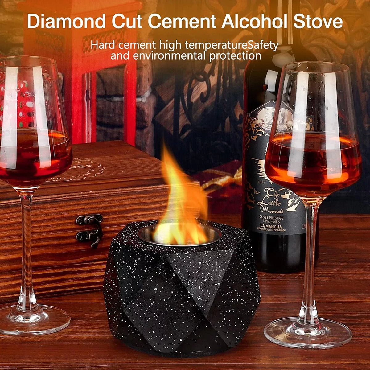Concrete Tabletop Fire Pit Bowl Alcohol Burner E8265