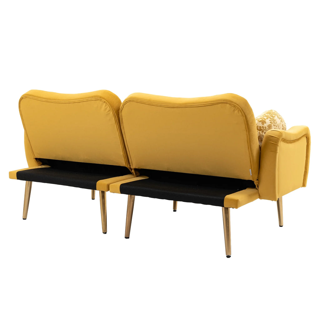 Velvet Love Seats Sofa with 2 Bolster Pillows Z78994