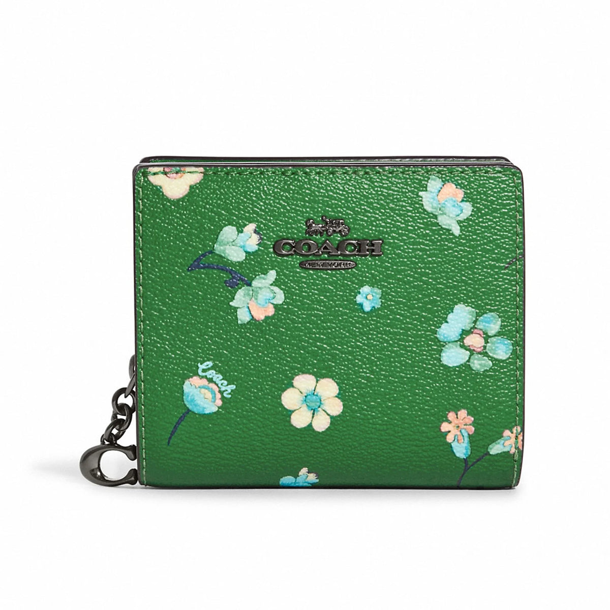 Green Multi Floral Print Snap Wallet E41858