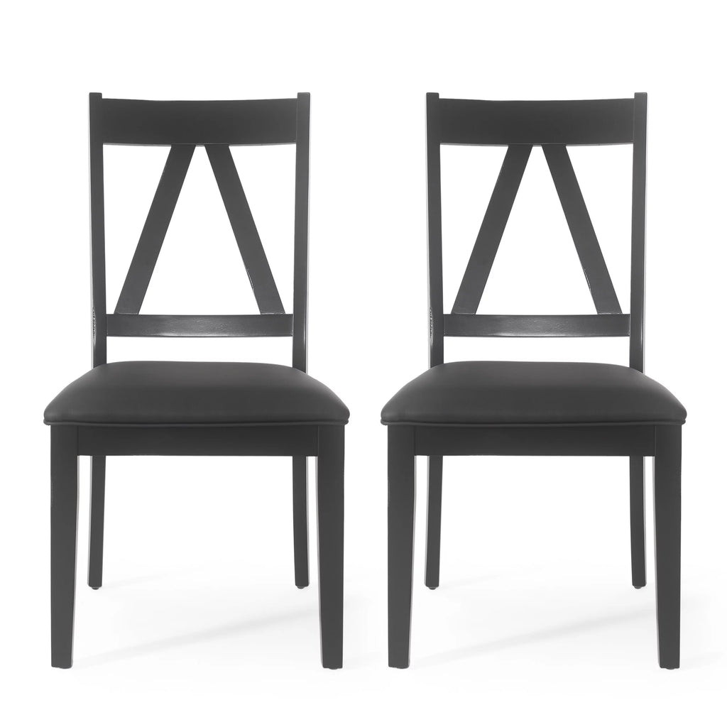 Black Faux Leather Wood Dining Chairs Set of 2 J38398