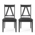 Black Faux Leather Wood Dining Chairs Set of 2 J38398