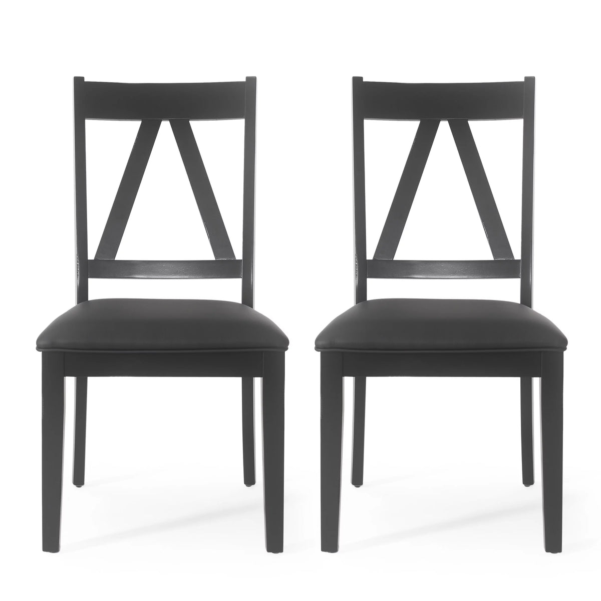 Black Faux Leather Wood Dining Chairs Set of 2 J38398