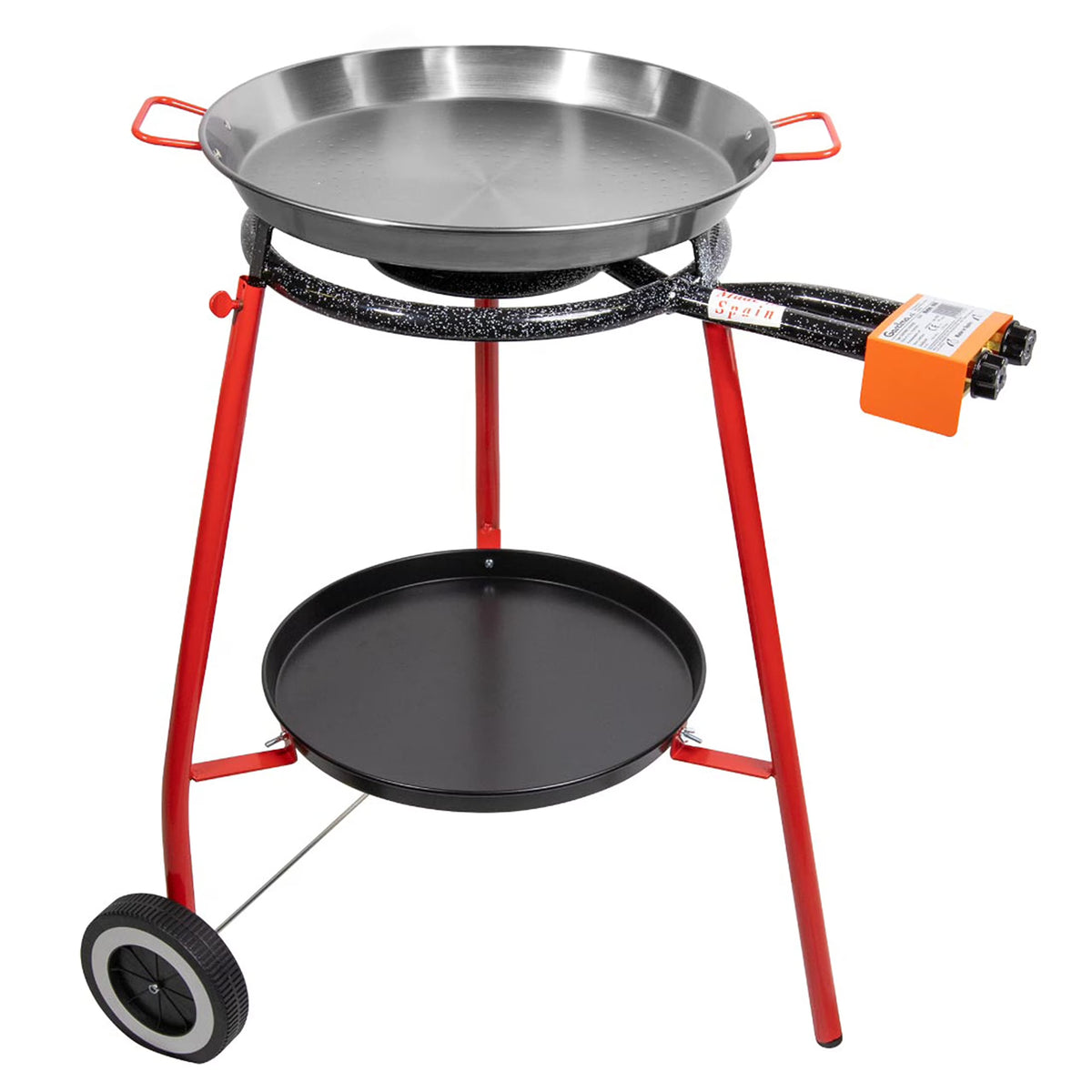 12 Servings Carbon Steel Outdoor Paella Pan Set with Burner and Legs W69492