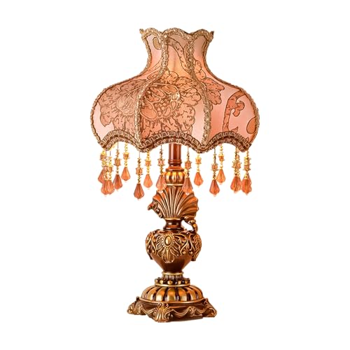 Antique Victorian Floral Table Lamp Fabric Lampshade Resin Base V665473