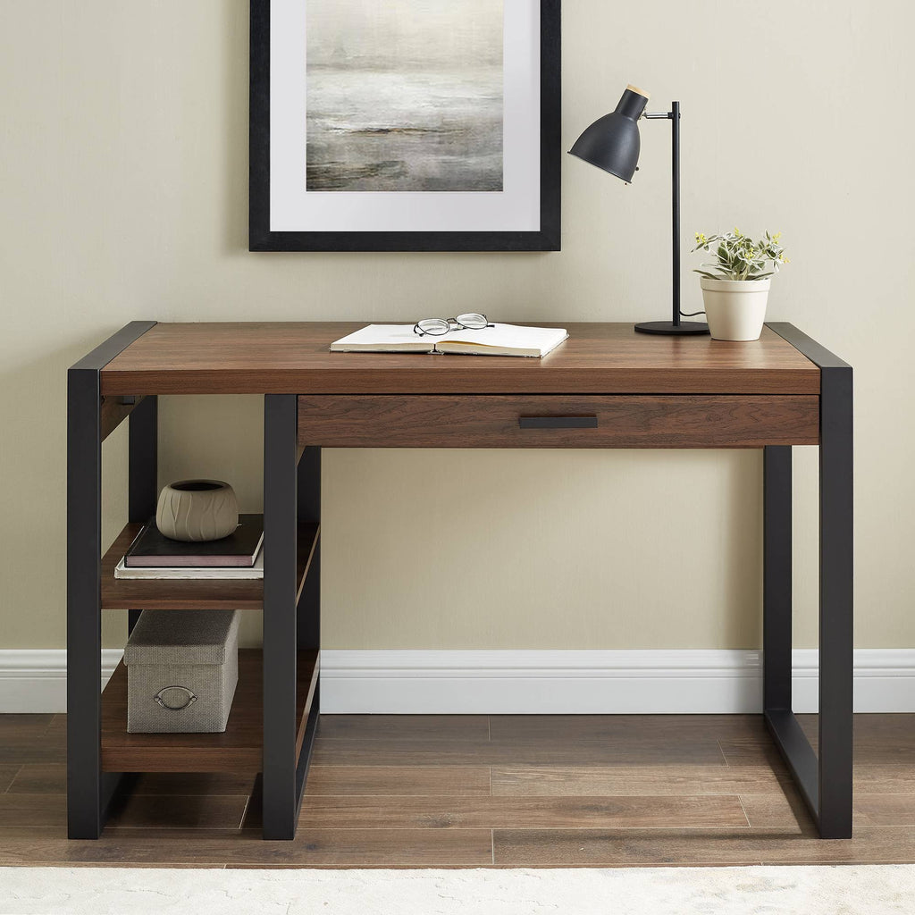 48x22 Industrial Farmhouse Tech Desk with USB Dark Walnut P5533
