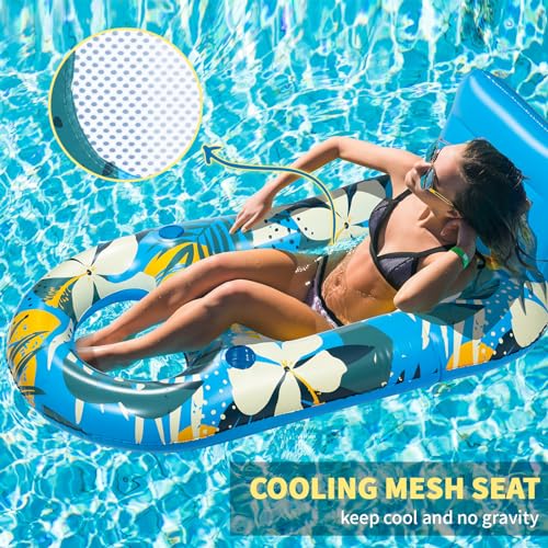 Heavy Duty Inflatable Pool Float with Cup Holder Backrest F35060