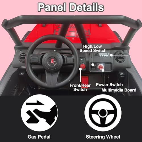 24V 5AH 2 Seater 4WD Electric Ride On Car with Remote Control (Red) D4442