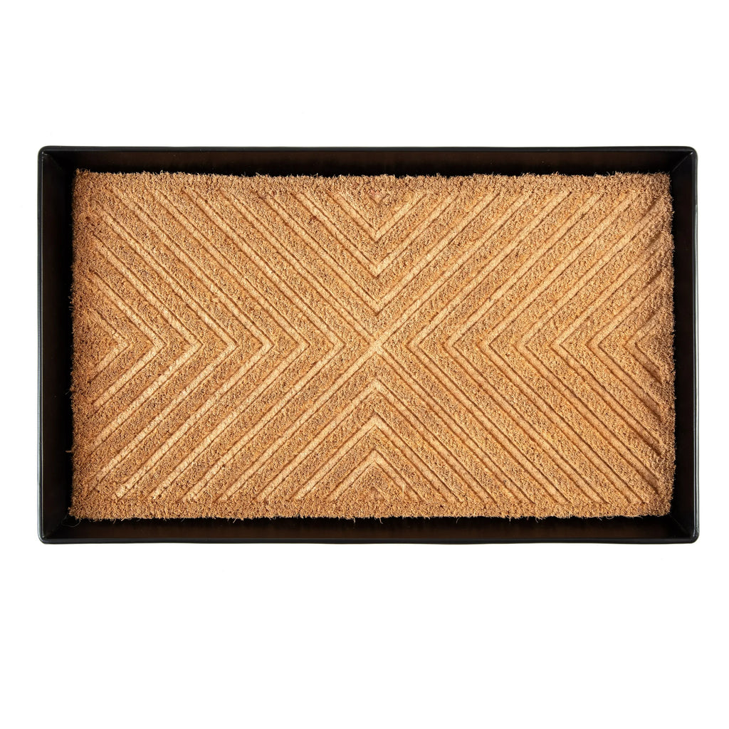 Black Metal Boot Tray with Coir Insert M4456