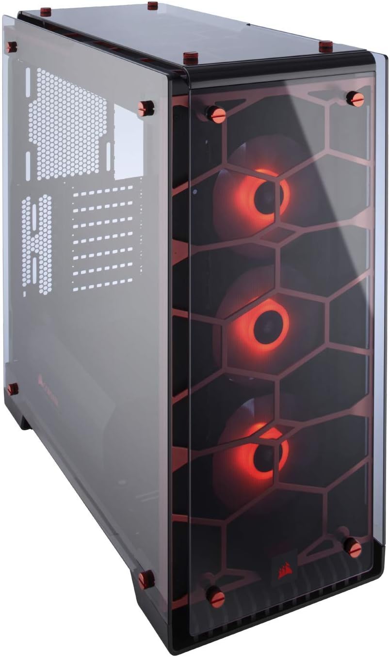 Black Mid-Tower Case with 3 RGB Fans Tempered Glass N108111