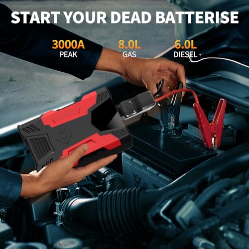 3000A 12V 37000mWh Car Jump Starter with Jumper Cables Z5789