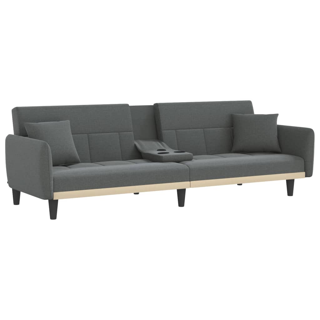 Dark Gray Fabric Sofa Bed with Cup Holders L334734