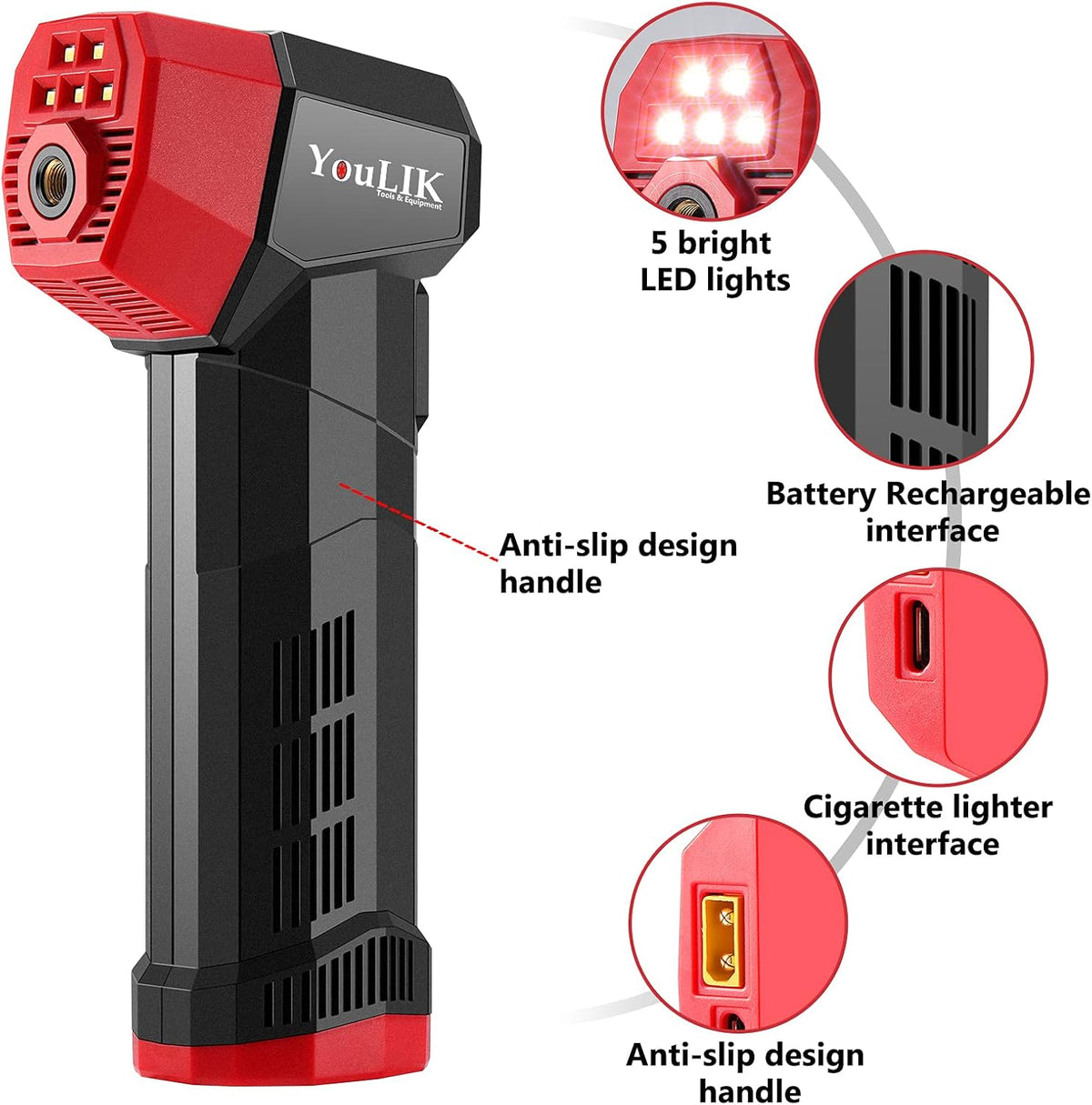 Tire Inflator Portable Air Compressor, 6000mAh Cordless Electric Pump B97448
