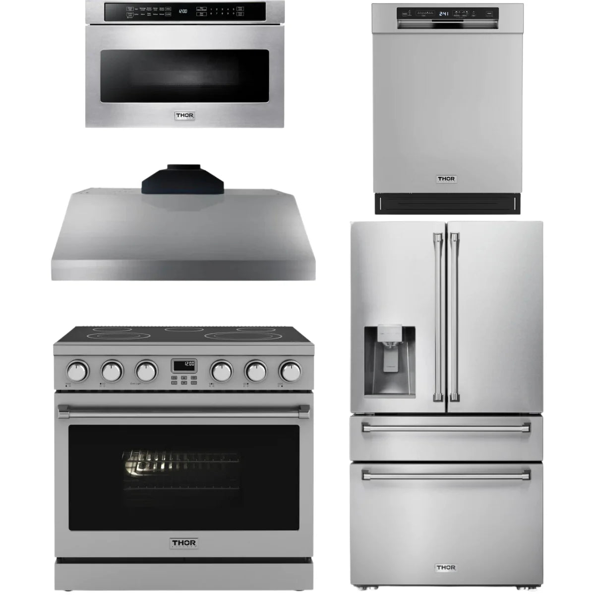 36 Electric Range, Range Hood, Refrigerator, Dishwasher and Microwave W779112