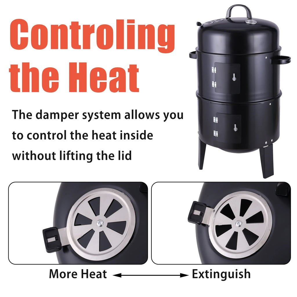 Portable Charcoal Smoker Grill T8439