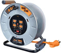 Heavy Duty Metal Cord Reel with 4 Outlets and 12 Gauge Cord (100ft) V567