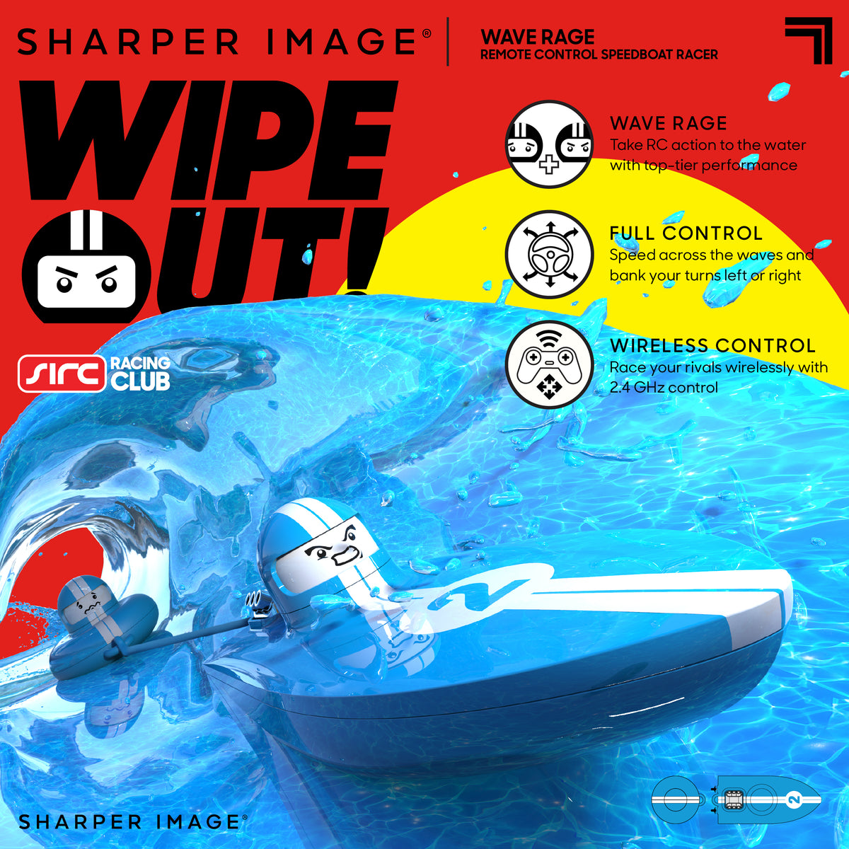 Blue Wireless Rechargeable Bumper Boat with Tow Rider Z661148