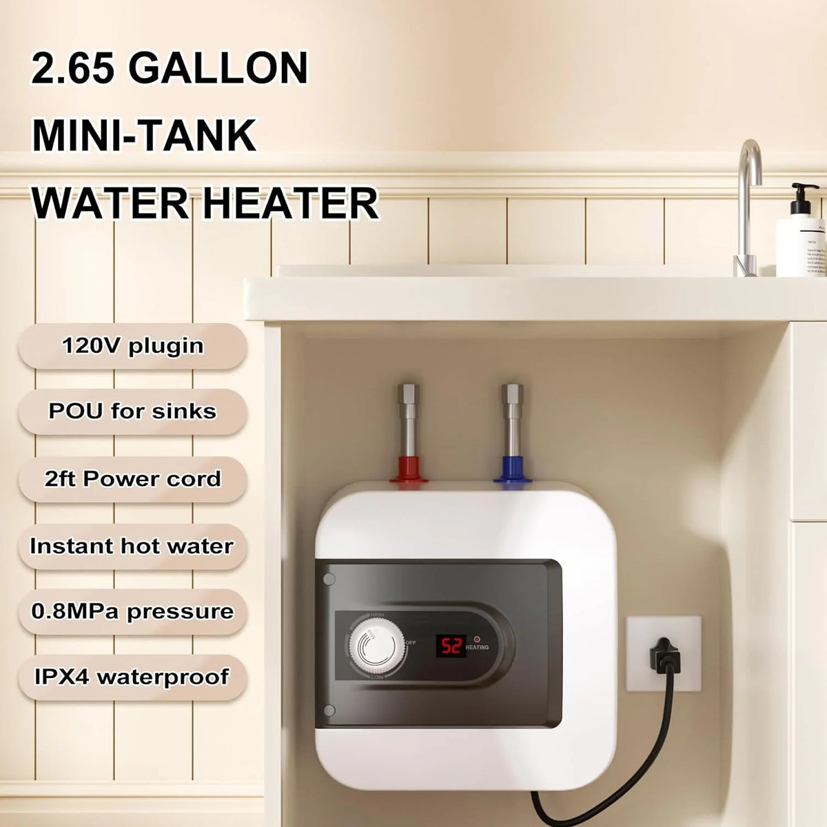 4 Gallon 110V 1.5KW Mini-Tank Water Heater T7177