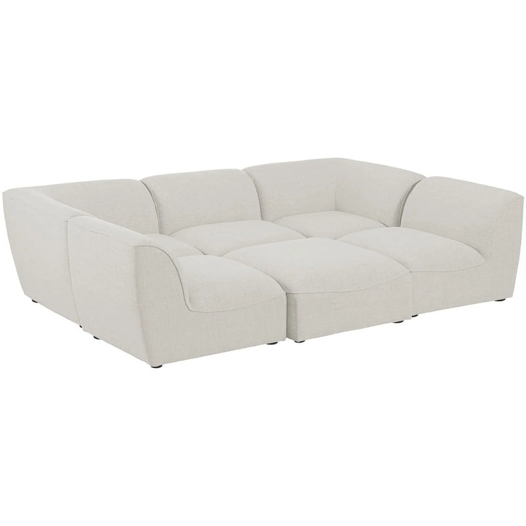 Cream Linen Textured Modular Sectional D8092