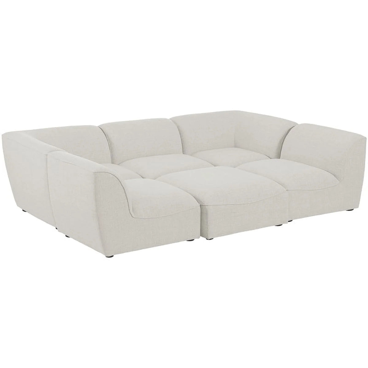 Cream Linen Textured Modular Sectional D8092