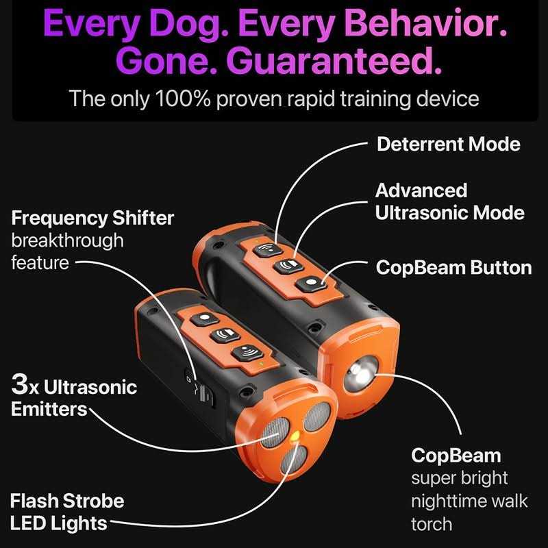 Dog Bark Deterrent Devices with 3X Sonic Emitters 50ft Range W4154