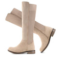 Knee High Boots Flat Low Heel Stretchy Round Toe with Side Zipper B976482