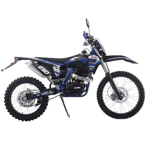 Blue 250 Dirt Bike 5-Speed Manual Transmission 21"/18" Wheels Electric/Kick Start E683