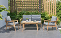 4 Pieces Teak Patio Deep Seating Set with Olefin Cushions P540292