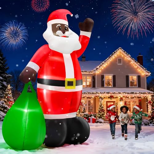 14 Ft by 8.5 Ft Giant Christmas Inflatable Santa Claus with Gift Bag Outdoor Decorations F12027