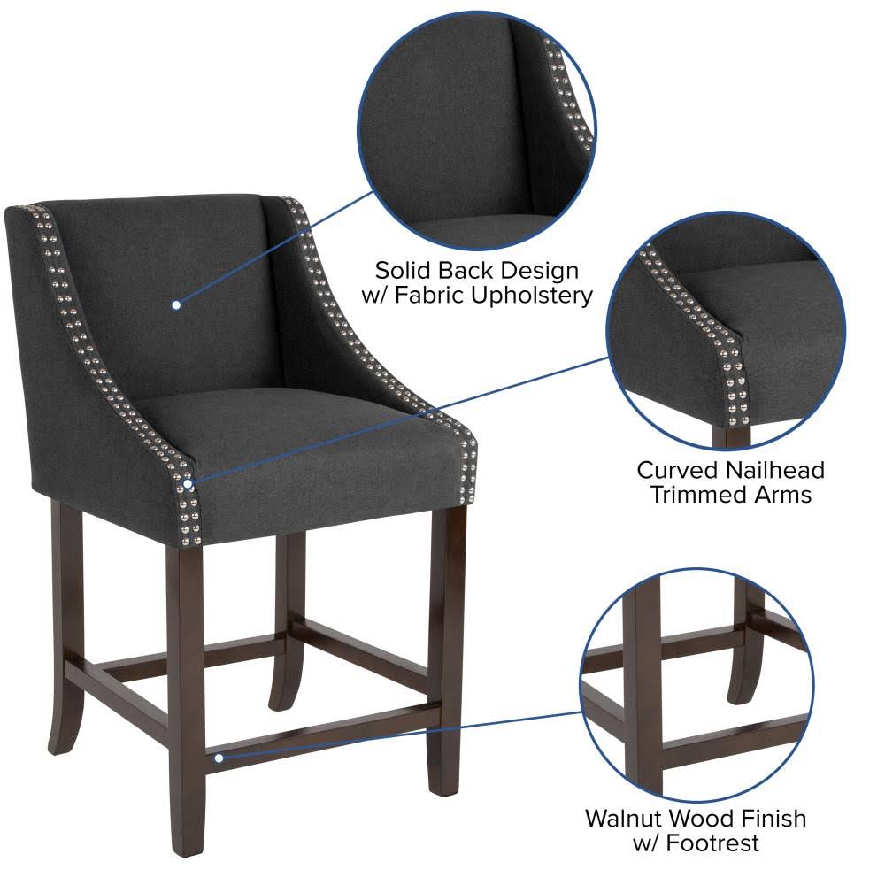Light Gray Fabric Counter Height Stool D120