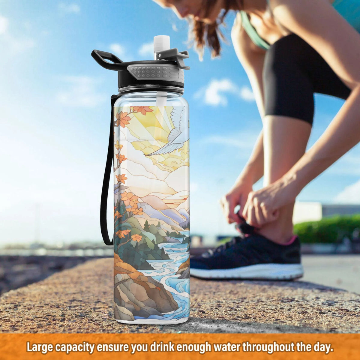 32oz Tritan Leakproof Clear Water Bottle with Straw P872853