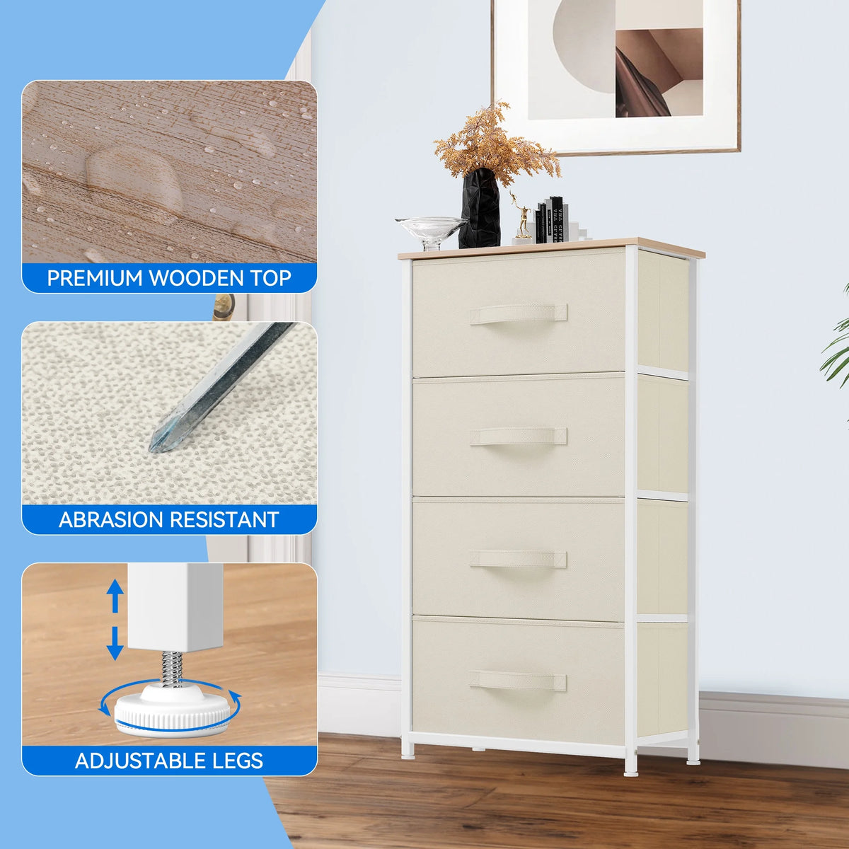 Fabric 4 Drawer Dresser U319154