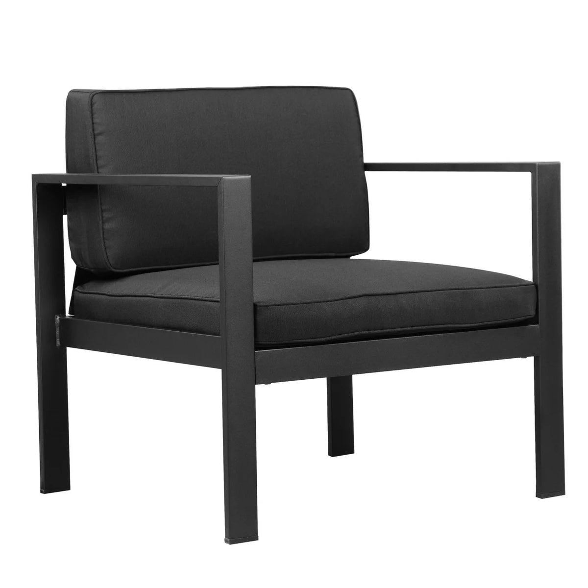 29 Inch Jet Black Aluminum Armchair I235