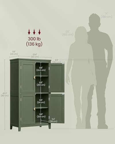 Forest Green 4 Door Freestanding Bathroom Storage Cabinet with Adjustable Shelves V5216