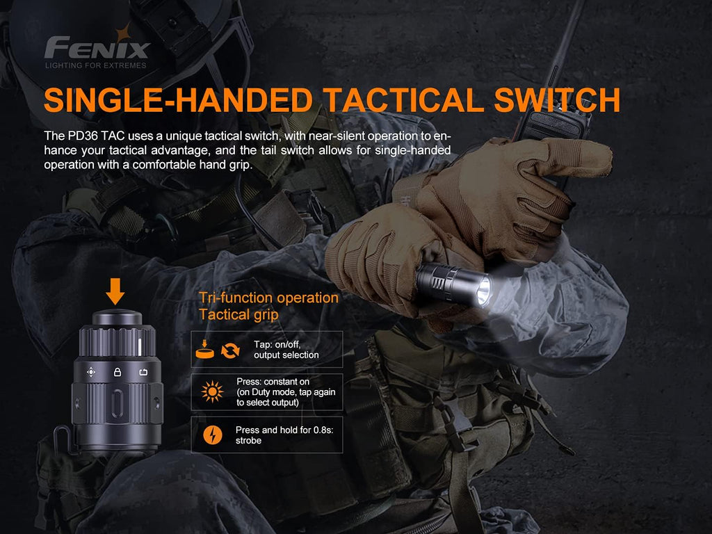 Tactical Flashlight with 5000mAh USB-C Rechargeable Battery H564364