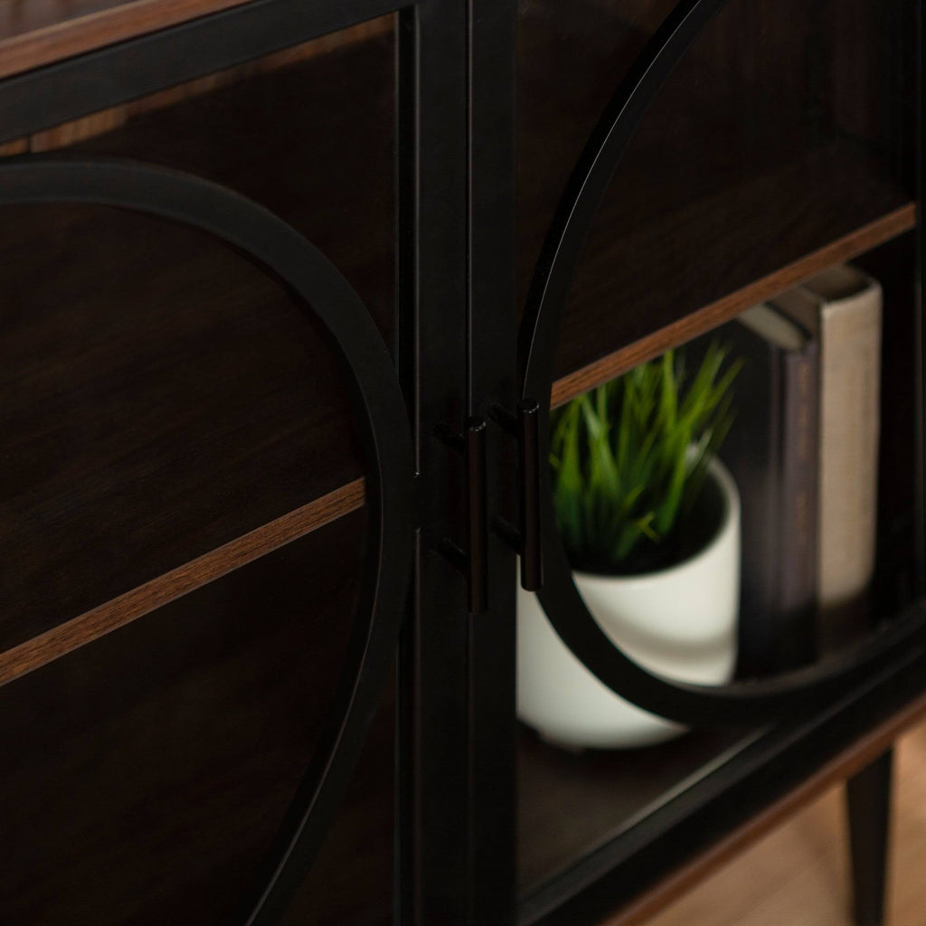 Metal and Glass Door Accent Console P53903