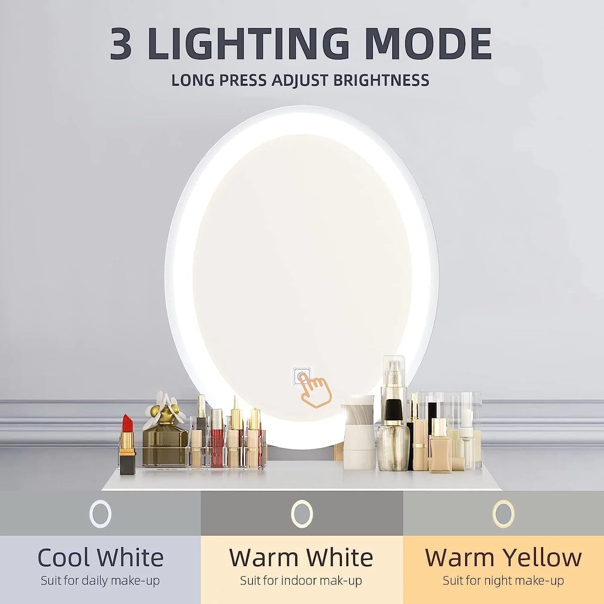 31.5'' Makeup Vanity Desk with Oval Mirror and Stool V814