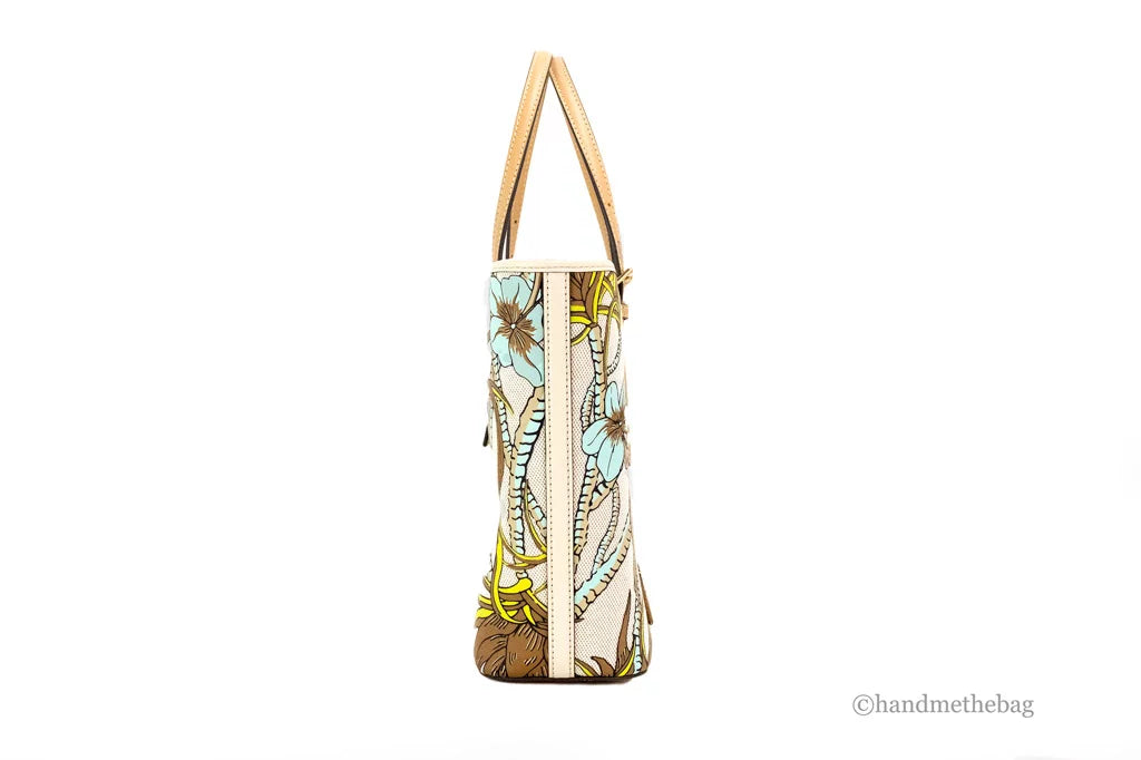 Small Climbing Palms Printed Canvas Tote Handbag M9328