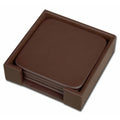 Chocolate Brown Leather Coaster Set T746263