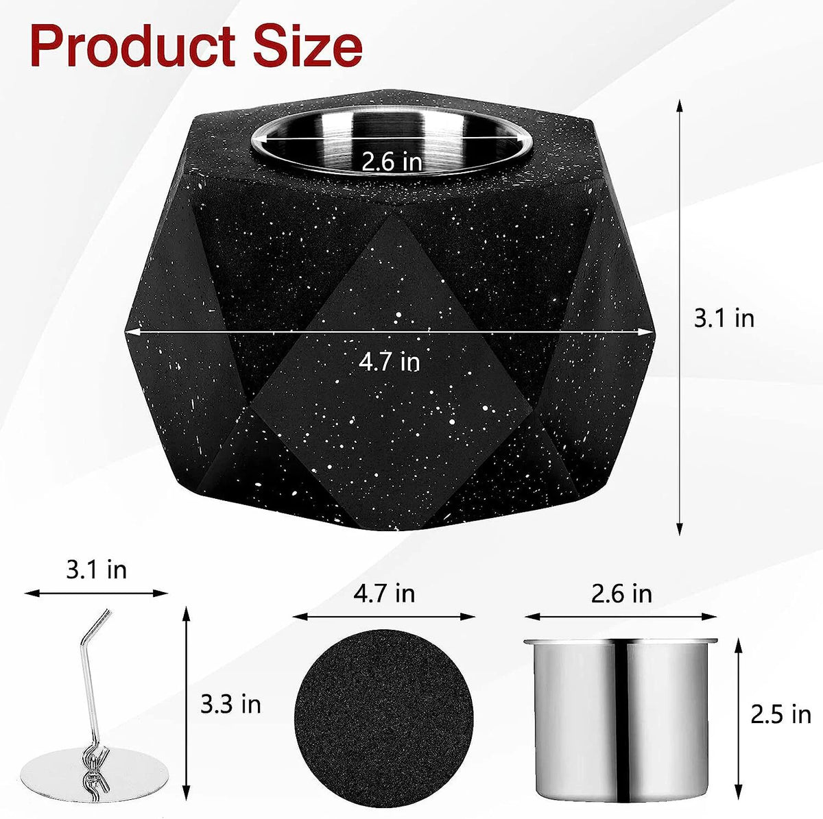 Concrete Tabletop Fire Pit Bowl Alcohol Burner E8265