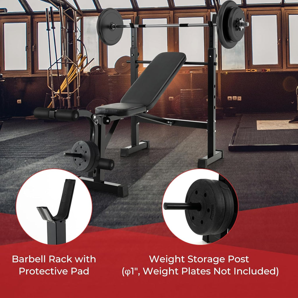 Adjustable Weight Bench with Squat Racks N300